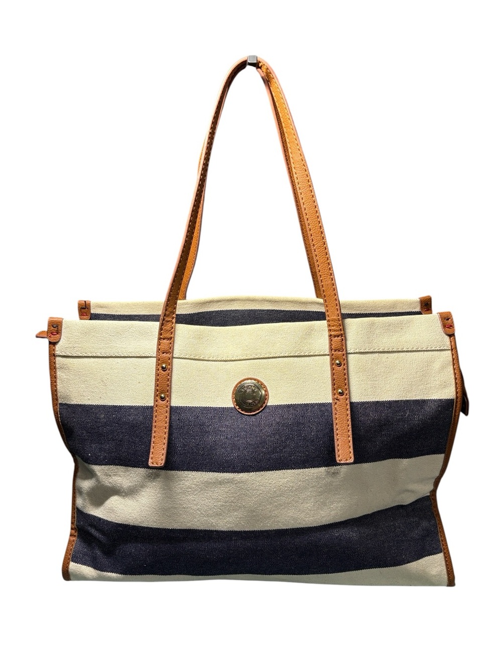 Tommy Hilfiger Nautical Navy & White Striped Canvas Tote Bag